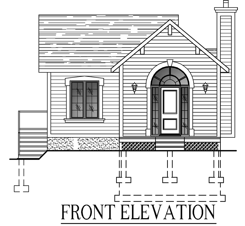 Home Plan Front Elevation of this 3-Bedroom,1072 Sq Ft Plan -158-1294