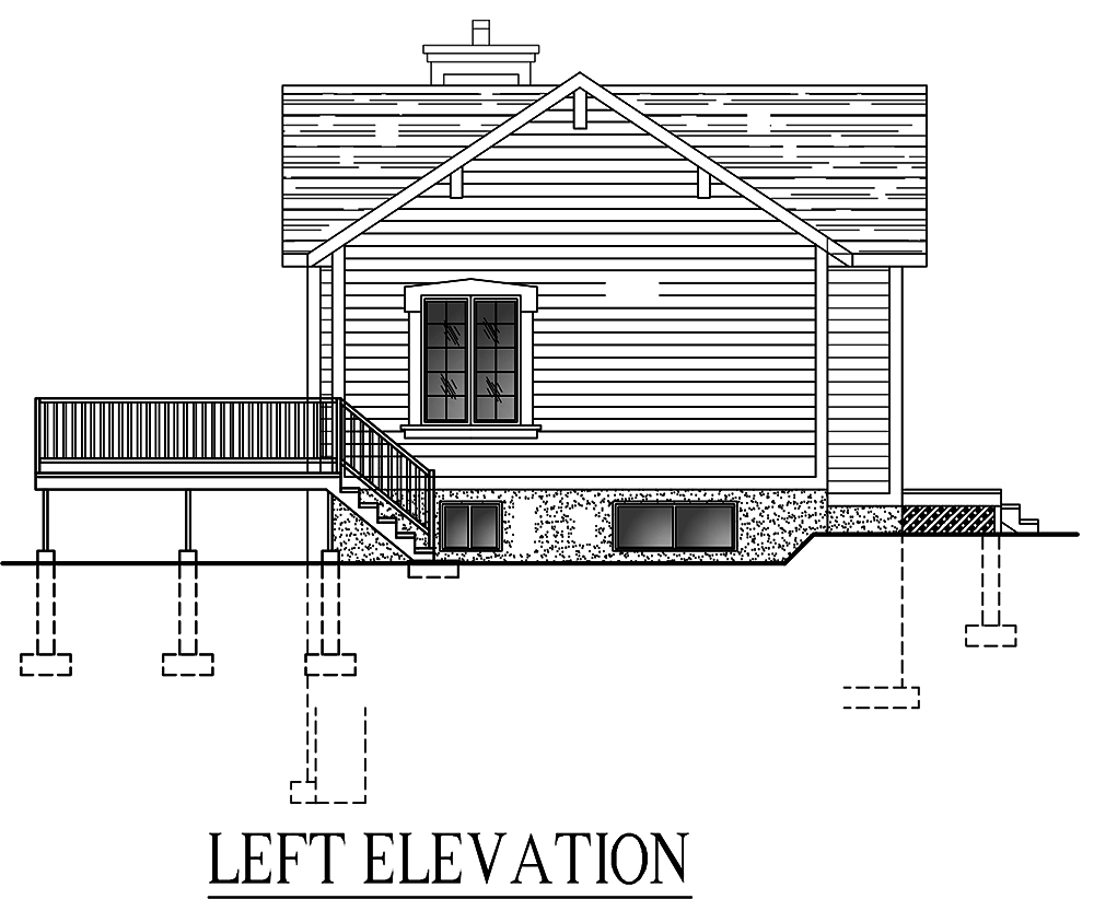 Home Plan Left Elevation of this 3-Bedroom,1072 Sq Ft Plan -158-1294