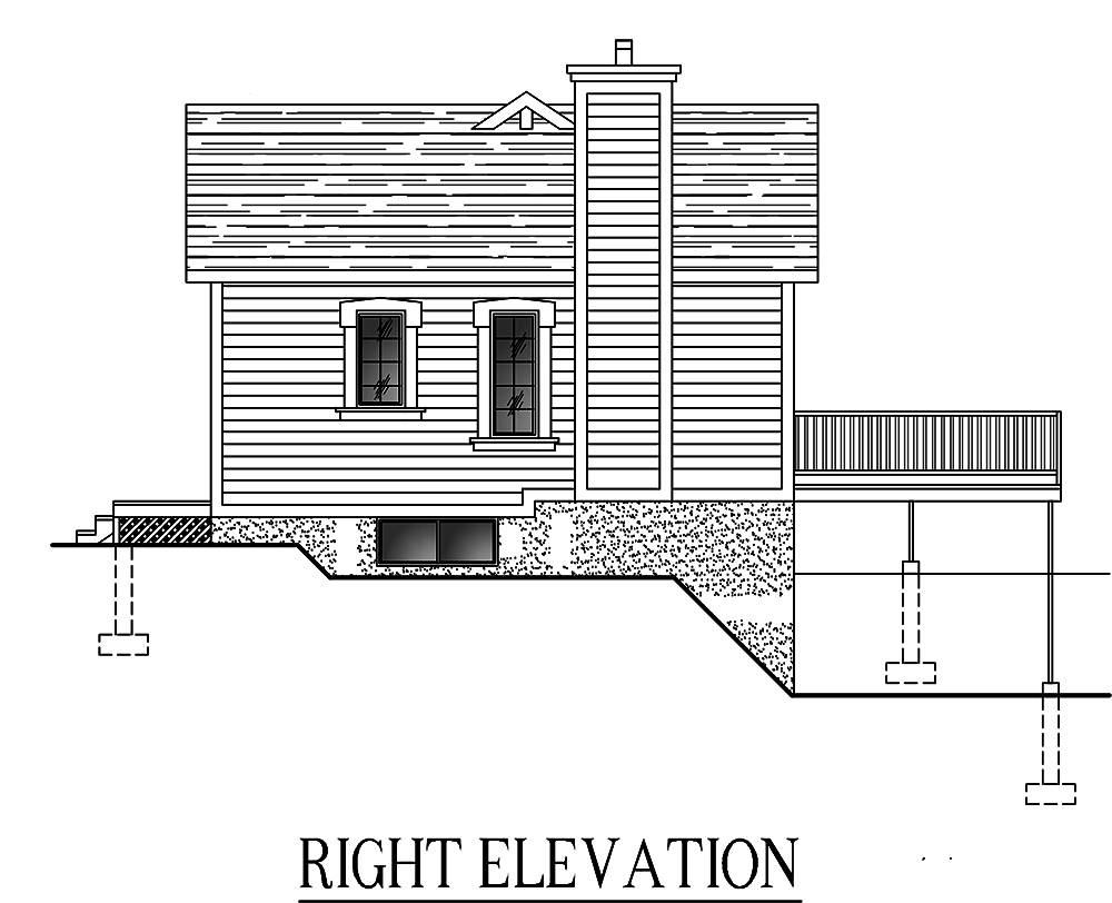 Home Plan Right Elevation of this 3-Bedroom,1072 Sq Ft Plan -158-1294