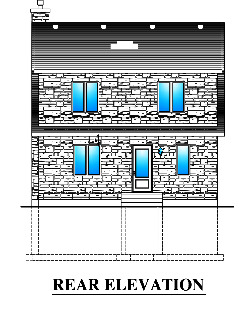 Home Plan Rear Elevation of this 3-Bedroom,1258 Sq Ft Plan -158-1295
