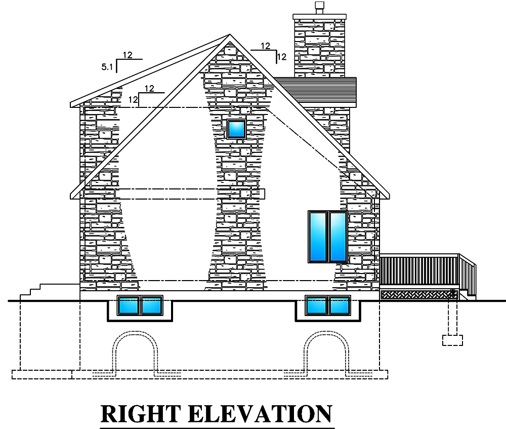 Home Plan Right Elevation of this 3-Bedroom,1258 Sq Ft Plan -158-1295