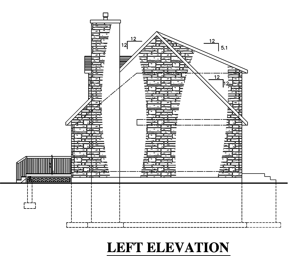 Home Plan Left Elevation of this 3-Bedroom,1258 Sq Ft Plan -158-1295