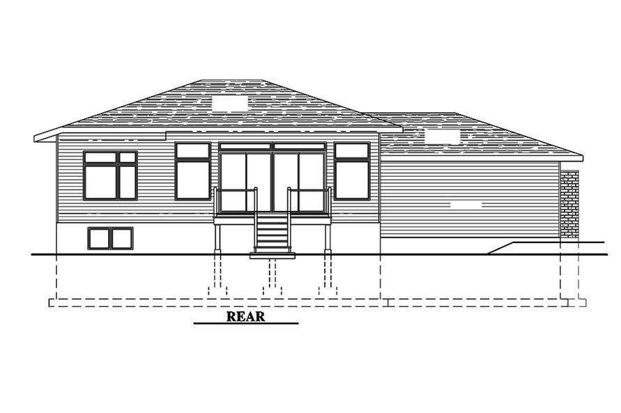 Home Plan Rear Elevation of this 3-Bedroom,1284 Sq Ft Plan -158-1311