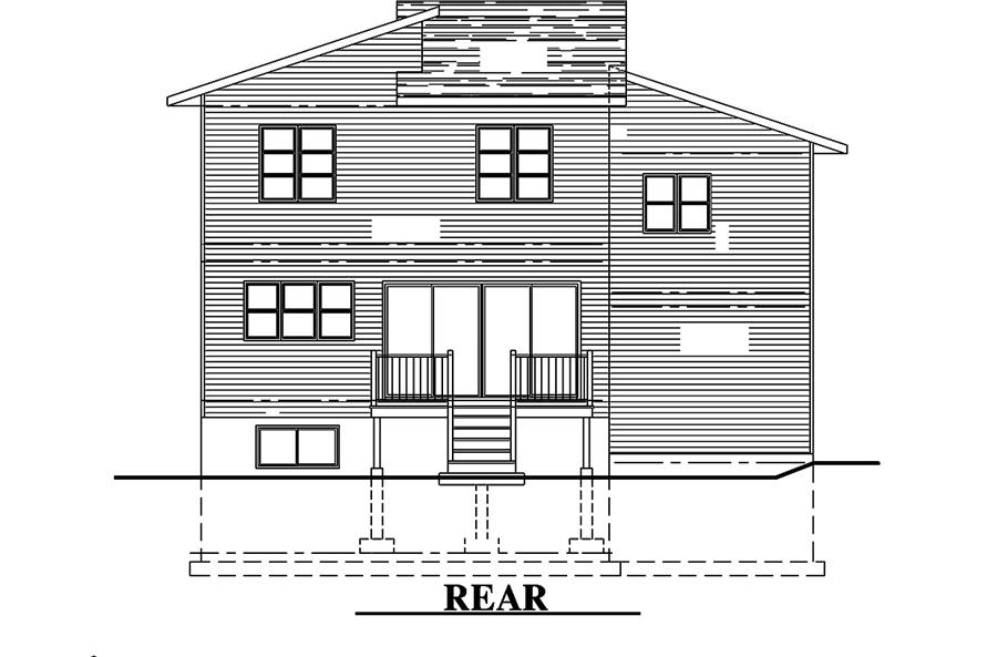 Home Plan Rear Elevation of this 3-Bedroom,1636 Sq Ft Plan -158-1313