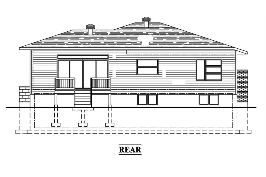 Home Plan Rear Elevation of this 2-Bedroom,1266 Sq Ft Plan -158-1314