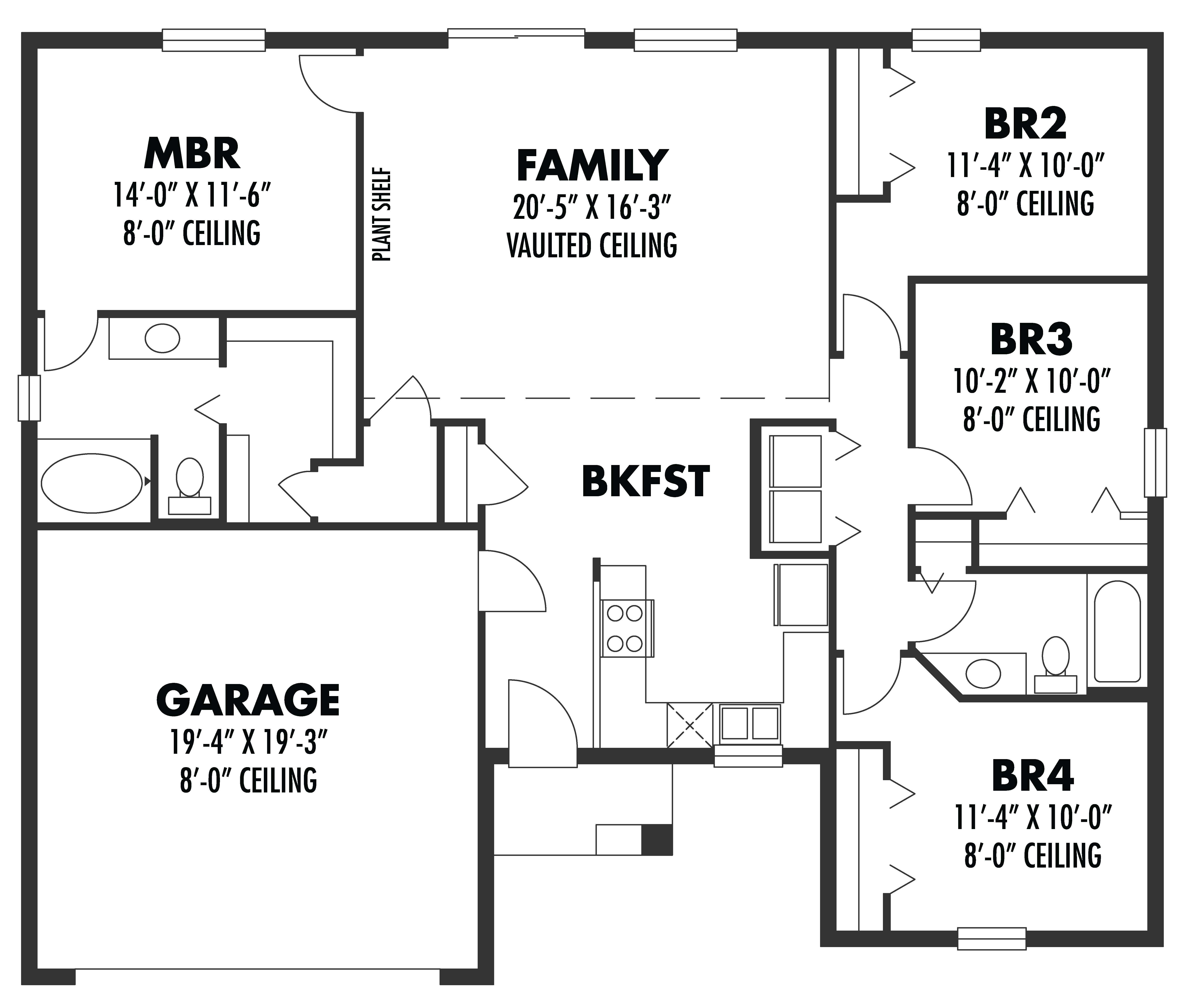 Floor Plan First Story of European Plan #159-1005