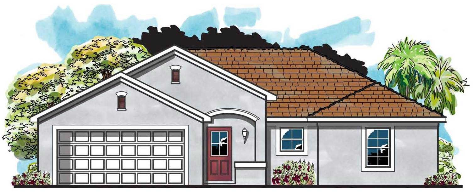 This is the front elevation for these Ranch Home Plans.