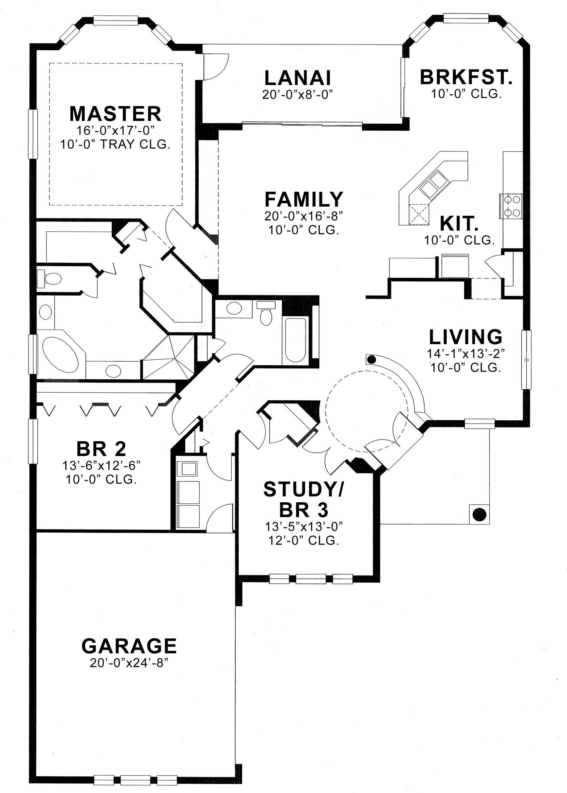 Floor Plan First Story of Mediterranean Plan #159-1009