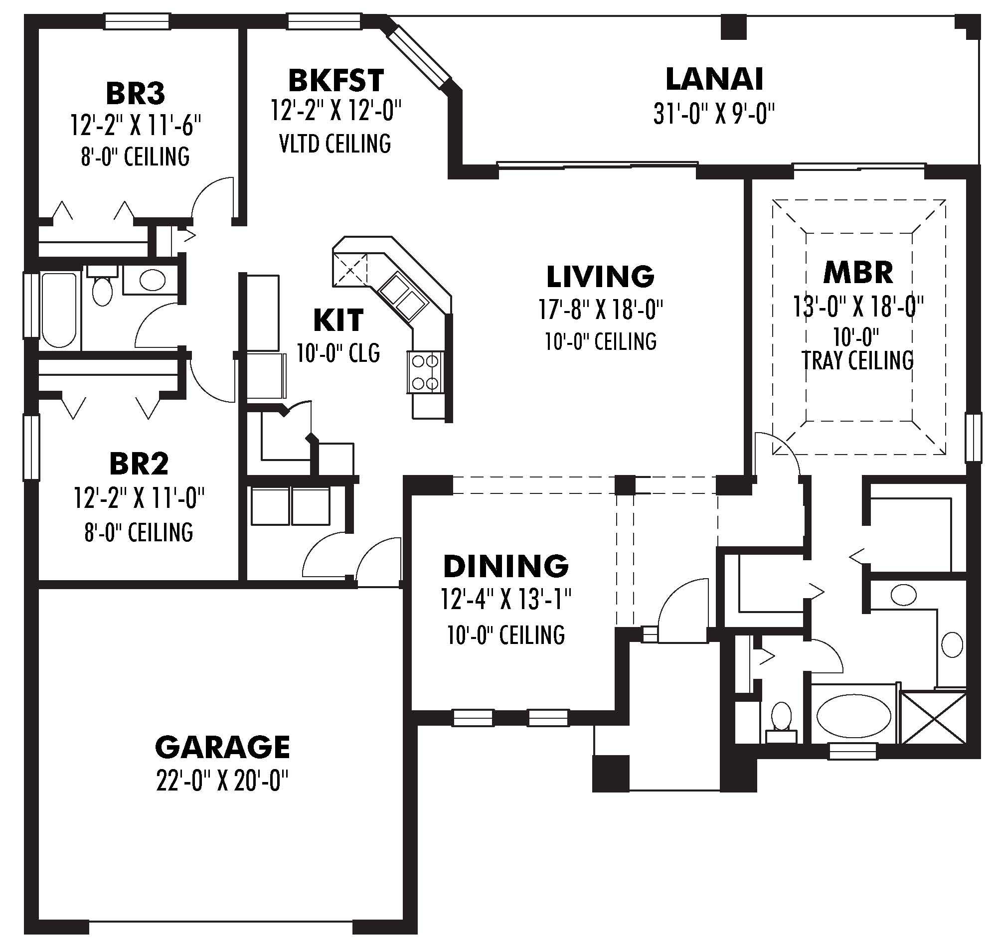 Floor Plan First Story of Mediterranean Plan #159-1015