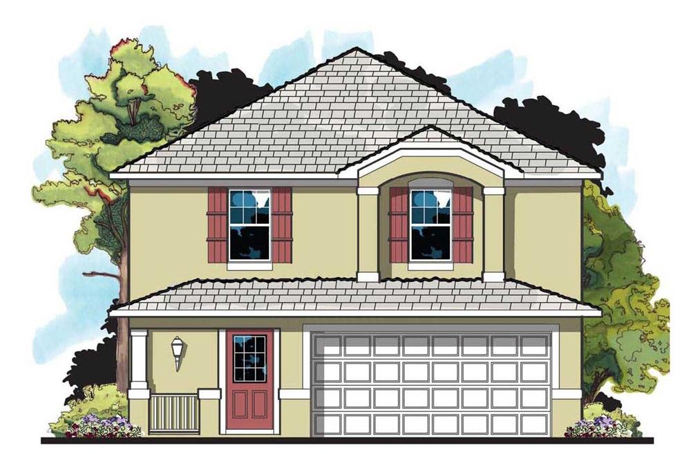 Front elevation of European home (ThePlanCollection: House Plan #159-1021)