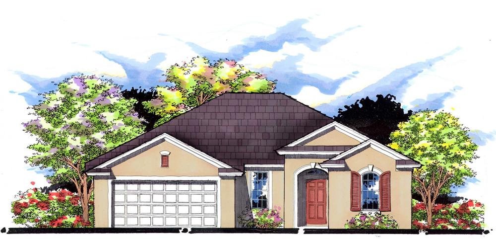 This is an artist's rendering for these Ranch House Plans.