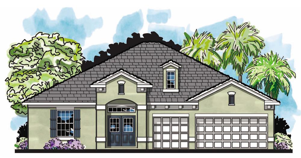 This is the front elevation for these Craftsman Home Plans.
