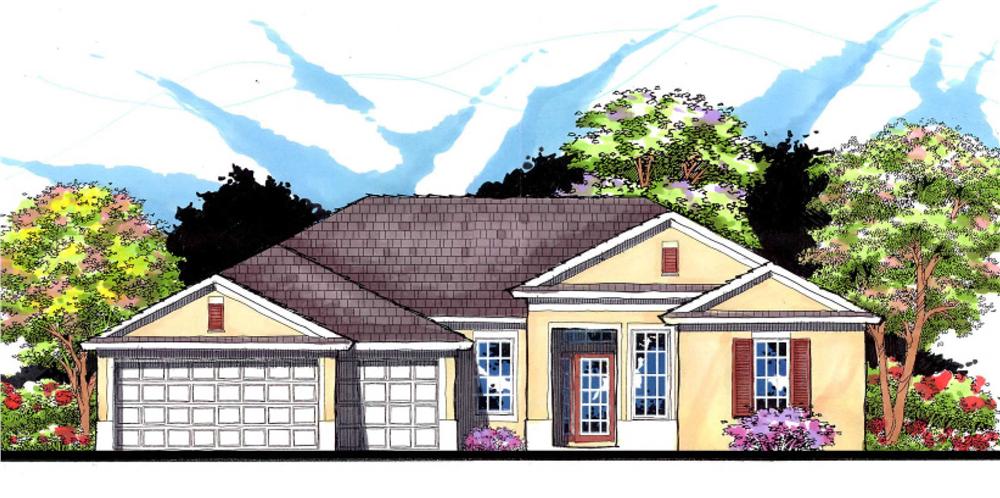 This is the front elevation for these Ranch Home Plans.