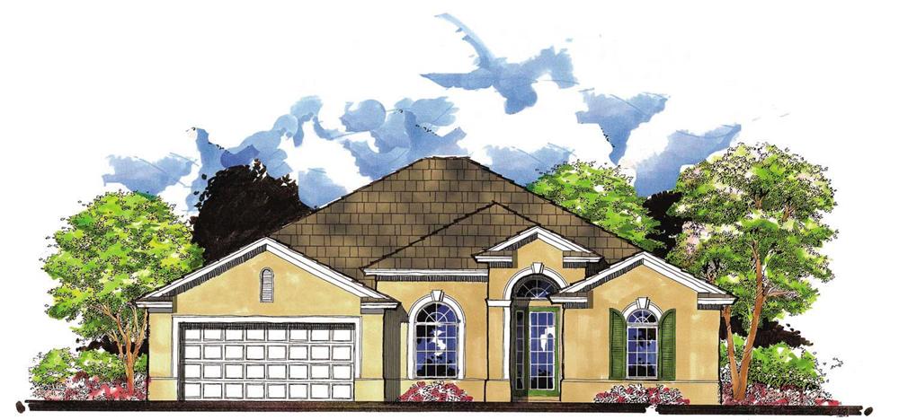 This is the front elevation for these Mediterranean Home Plans.