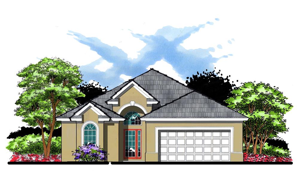 This is the front elevation for these Bungalow Home Plans.