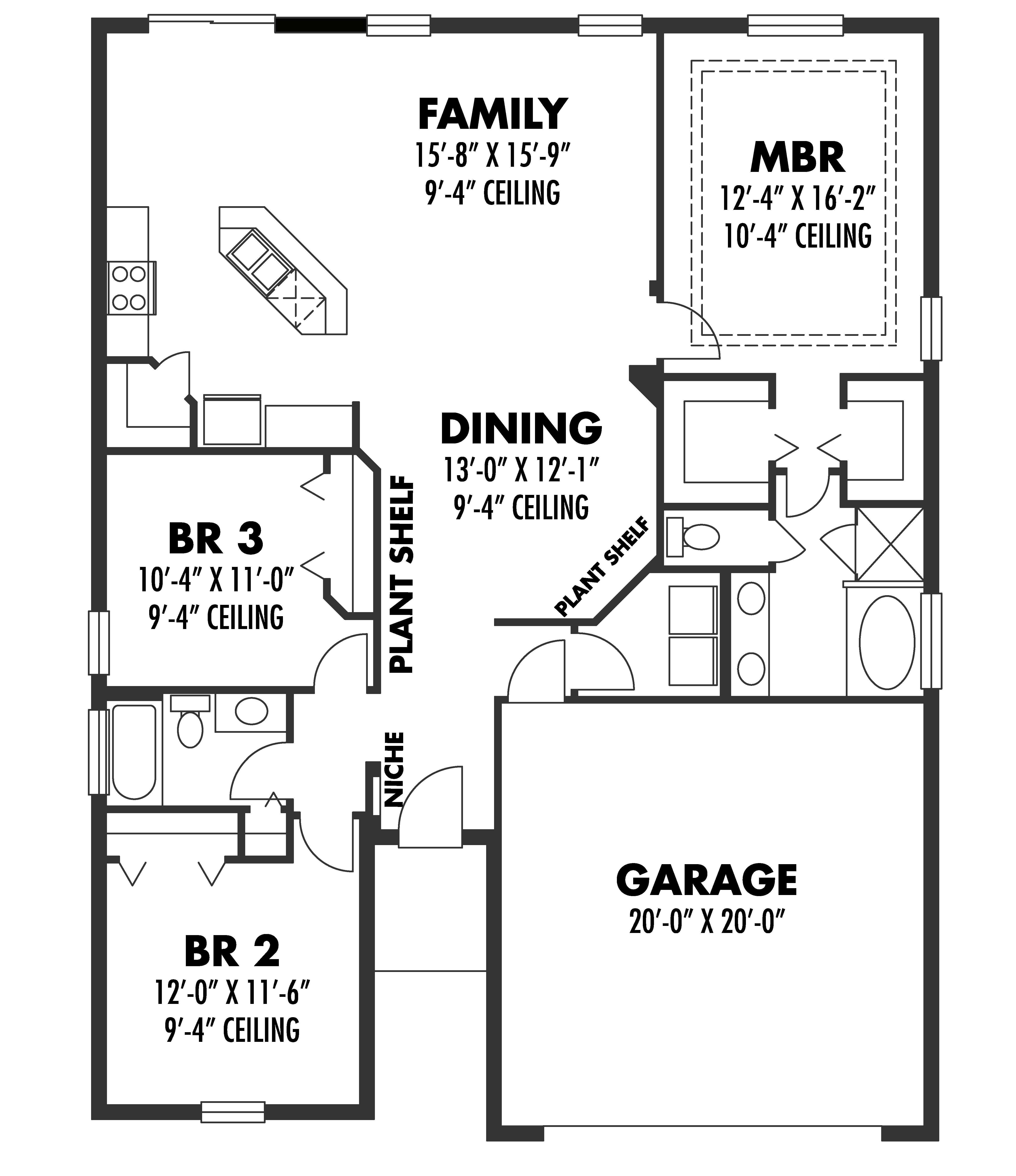 Floor Plan First Story of Craftsman Plan #159-1044