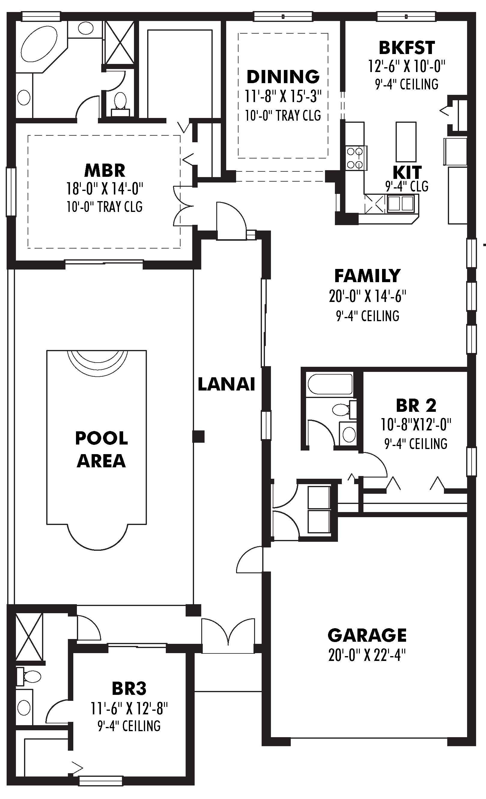 Floor Plan First Story of Craftsman Plan #159-1050