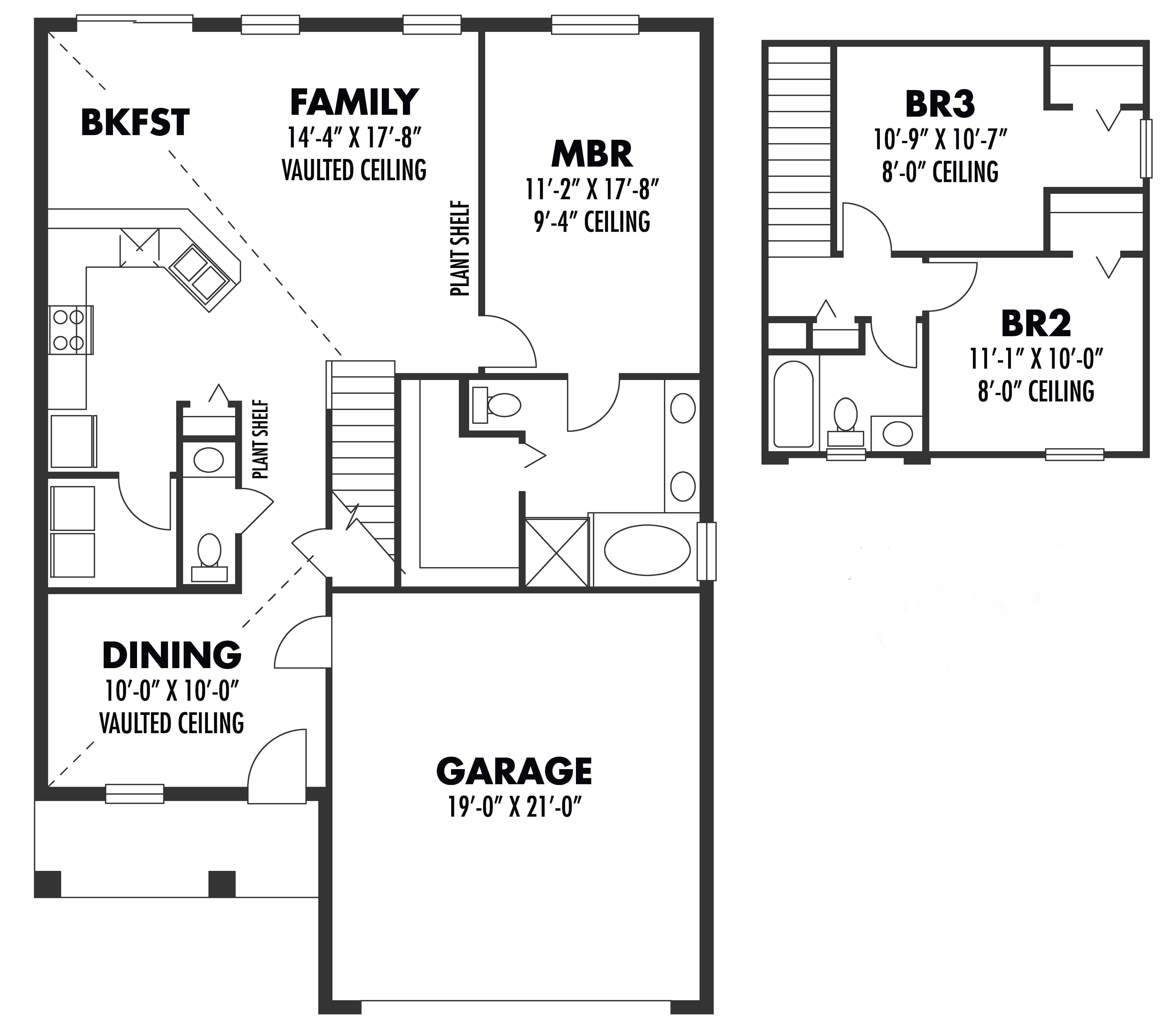 Floor Plan First Story of European Plan #159-1053