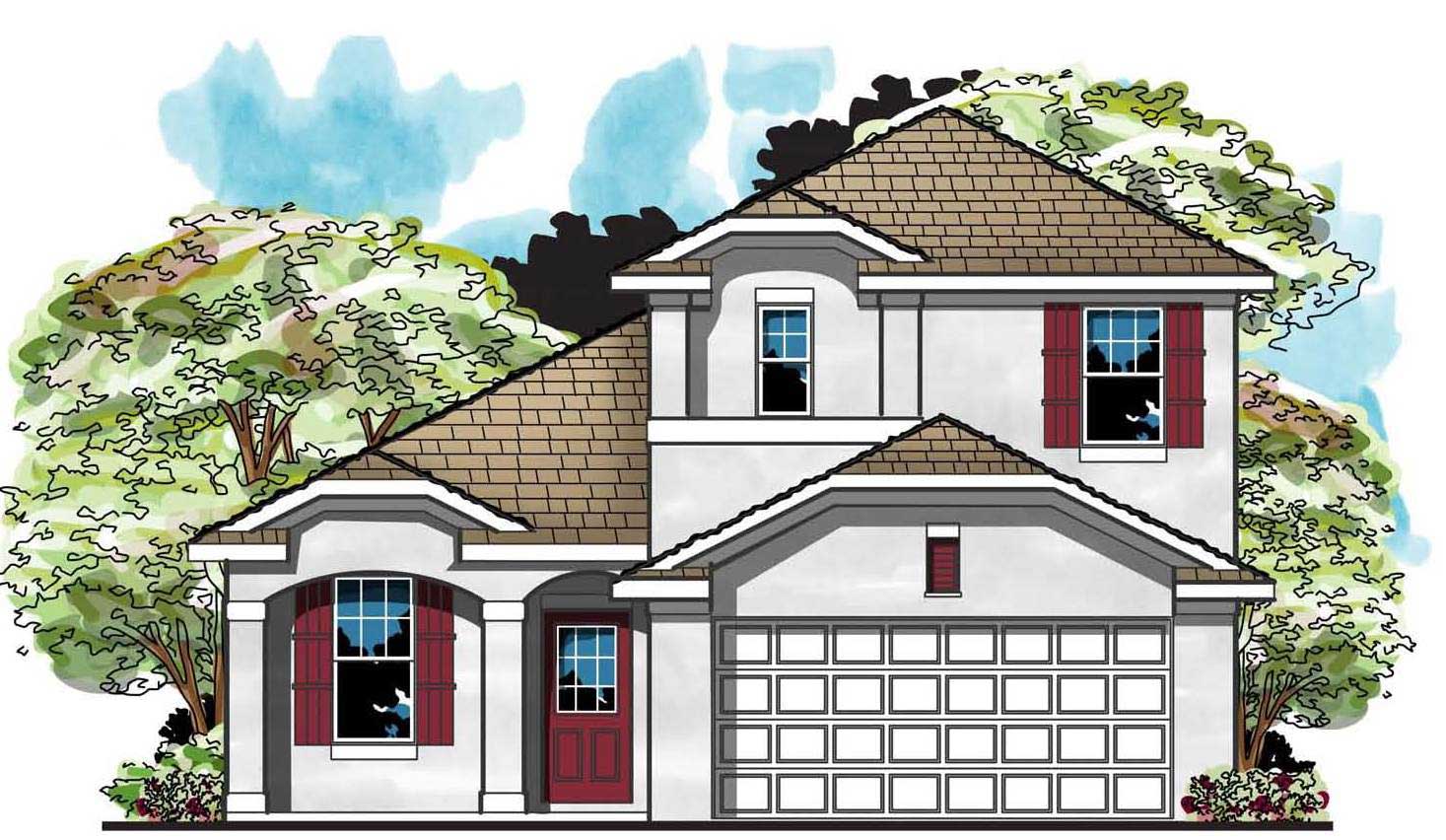 This is the front elevation for these European Home Plans.