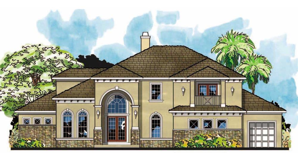 This is the front elevation for these Tuscan House Plans