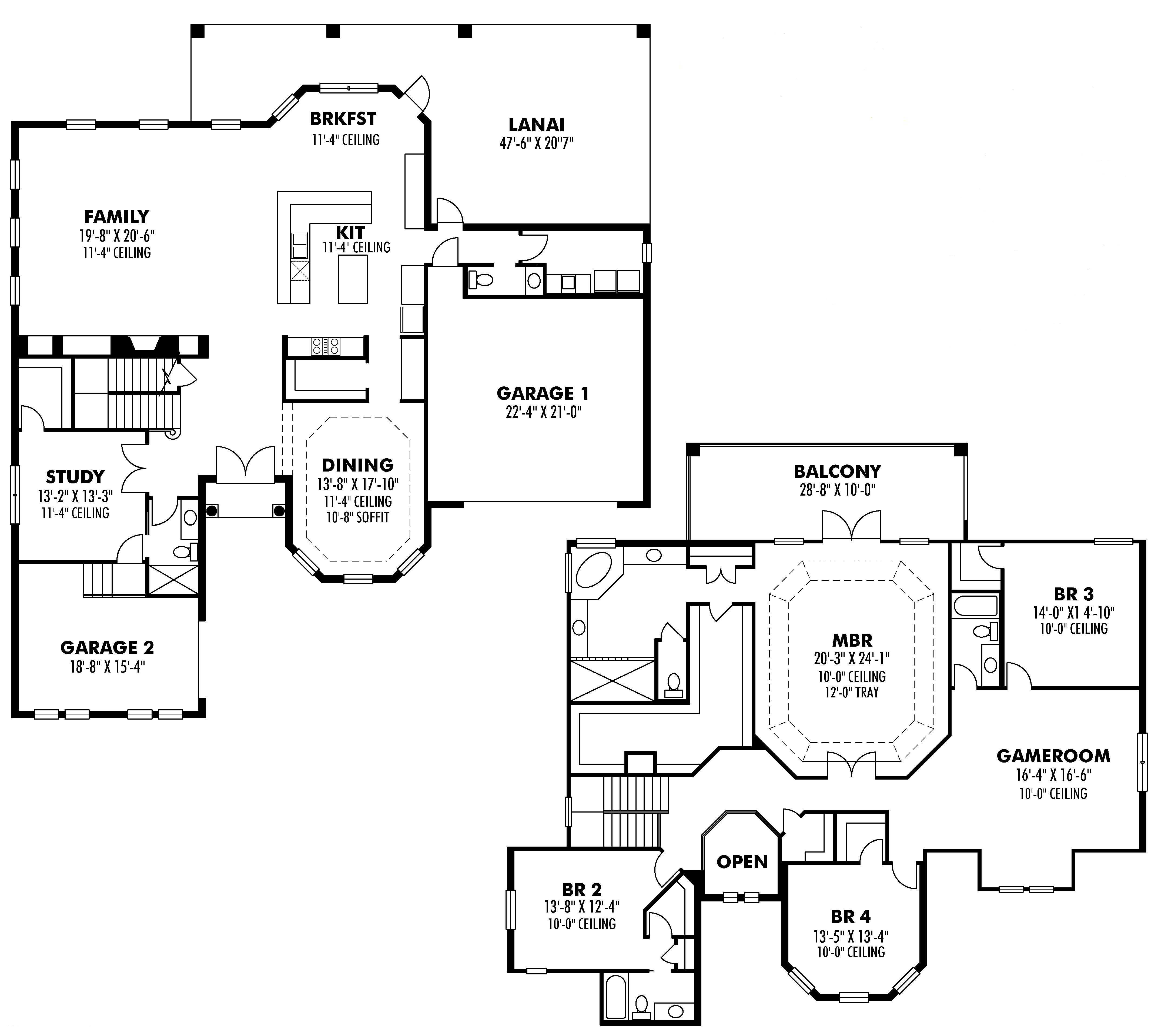 Floor Plan First Story of Mediterranean Plan #159-1060