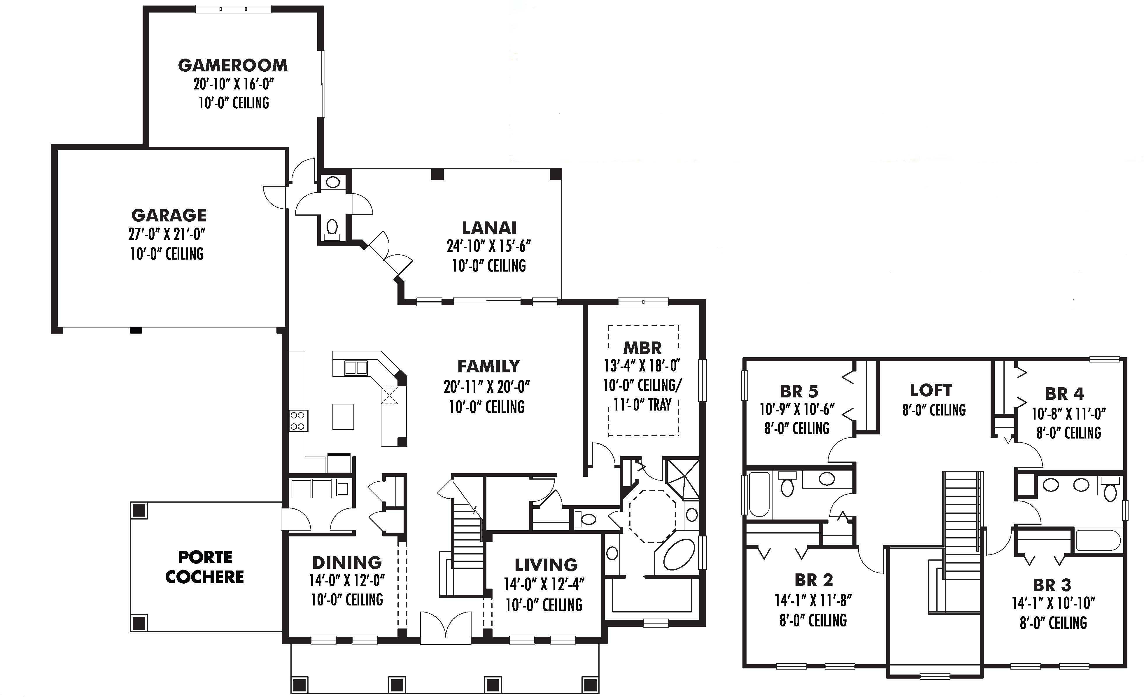 Floor Plan First Story of European Plan #159-1061