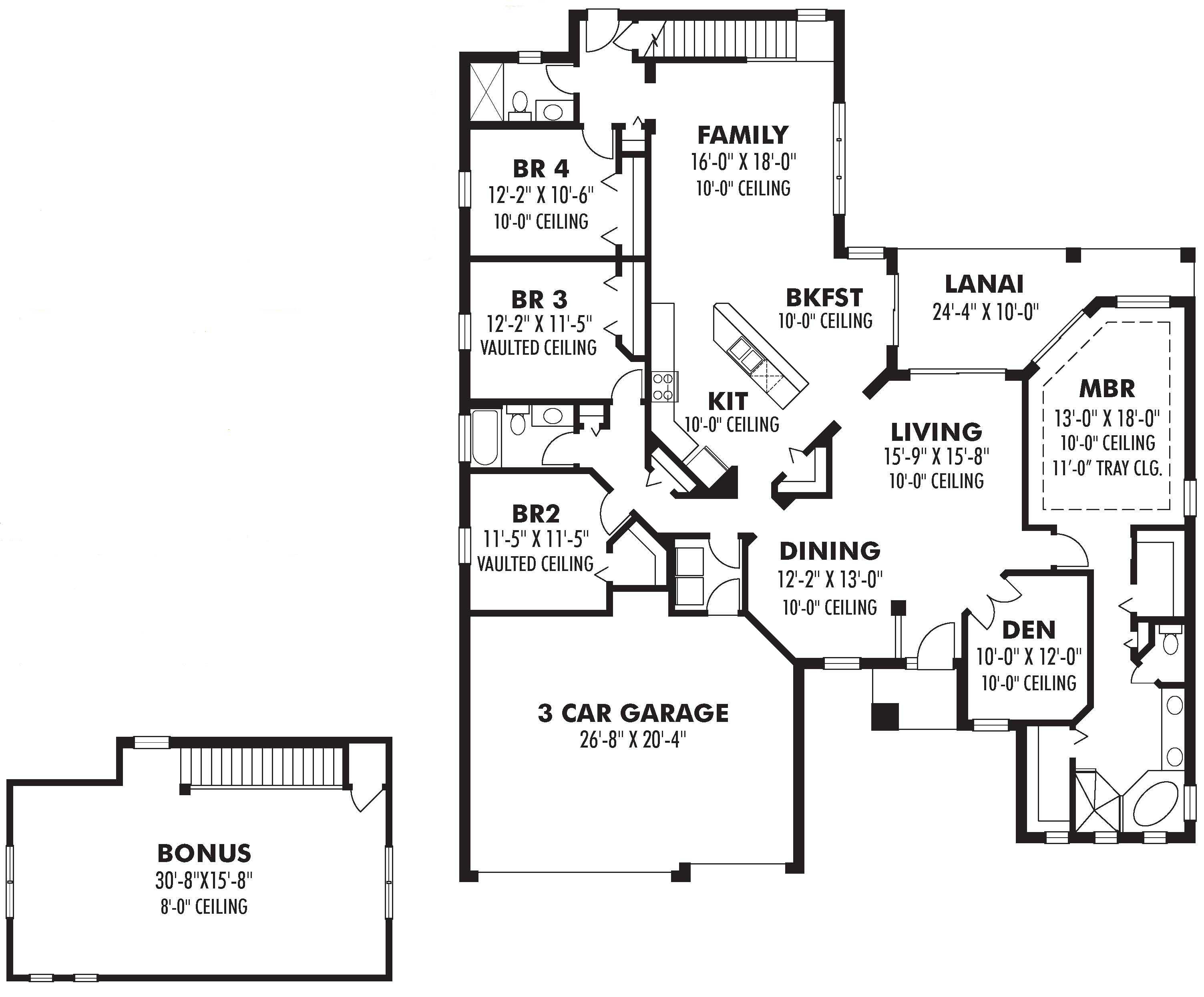 Floor Plan First Story of European Plan #159-1071