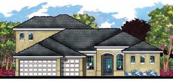 This is the front elevation for these European Home Plans.