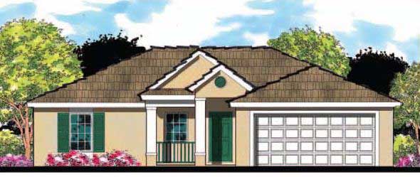 This is the front elevation for these Traditional Home Plans.