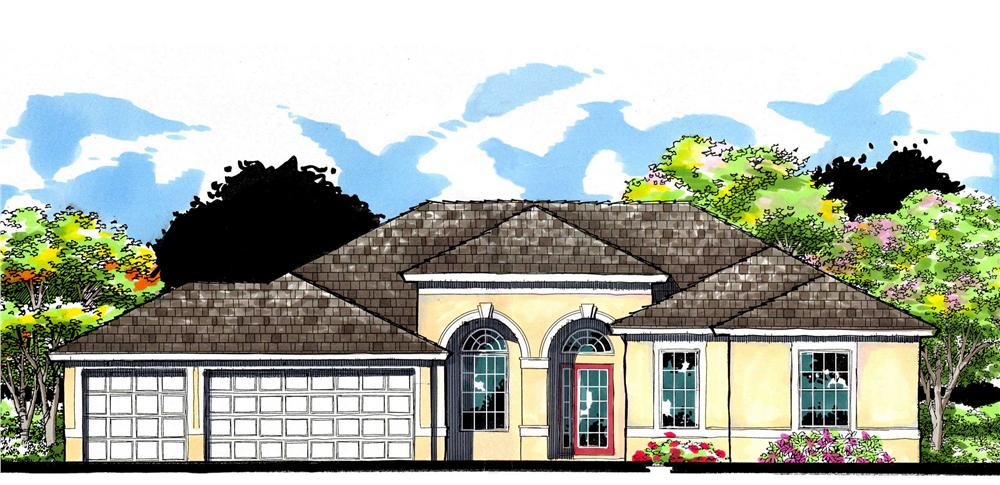 This is the front elevation of these European House Plans.