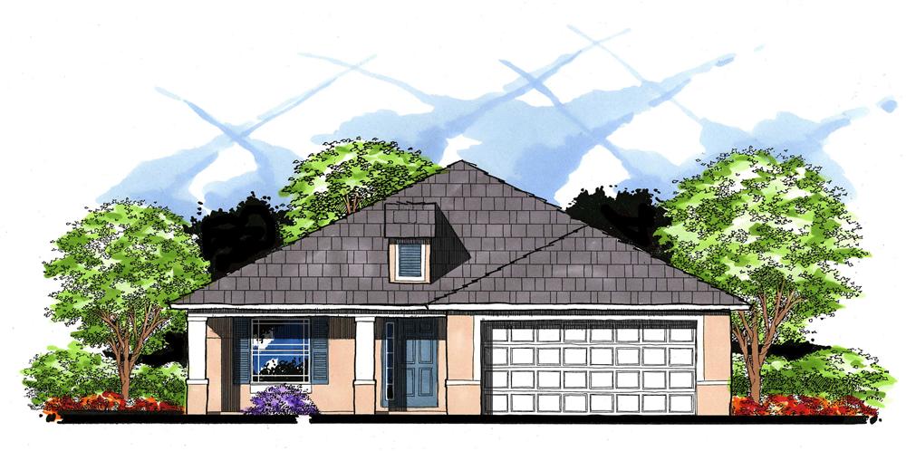 This is the front elevation for these French Country House Plans.