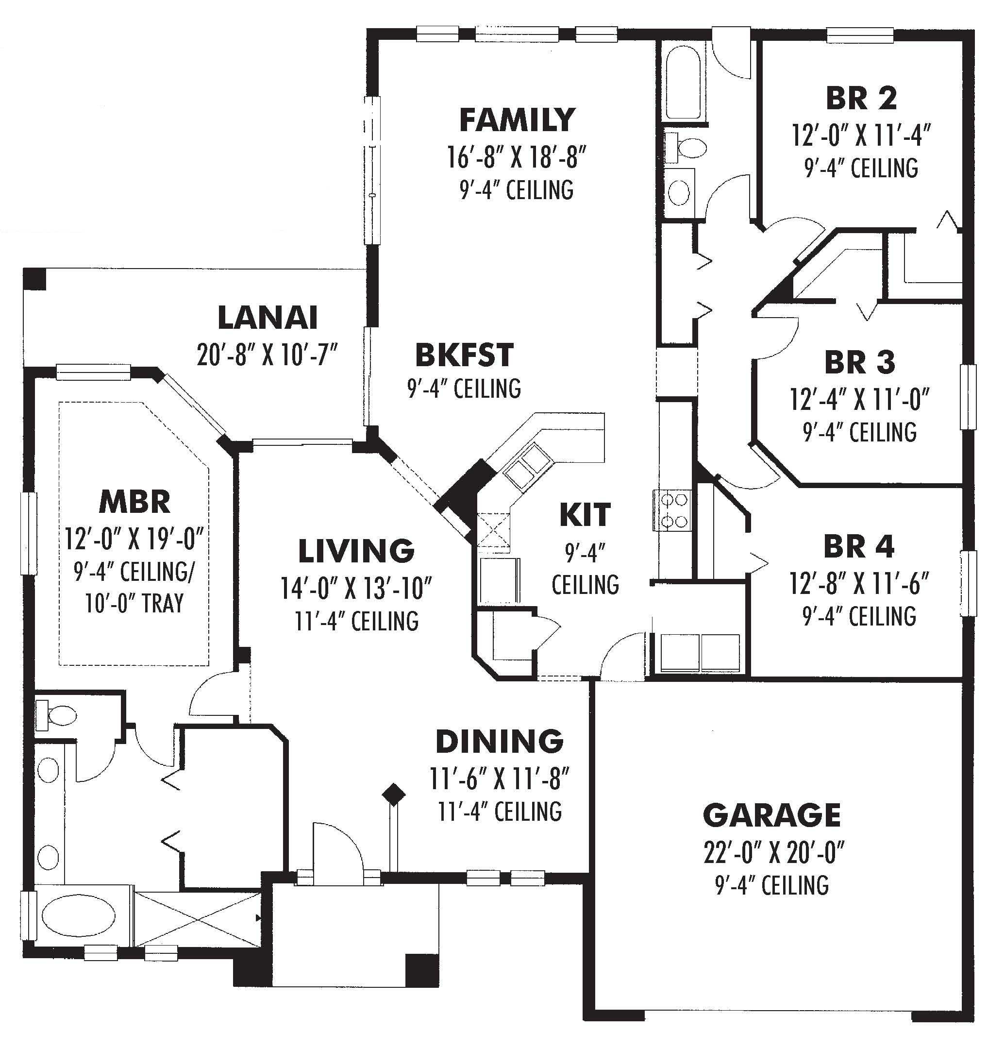 Floor Plan First Story of Ranch Plan #159-1086