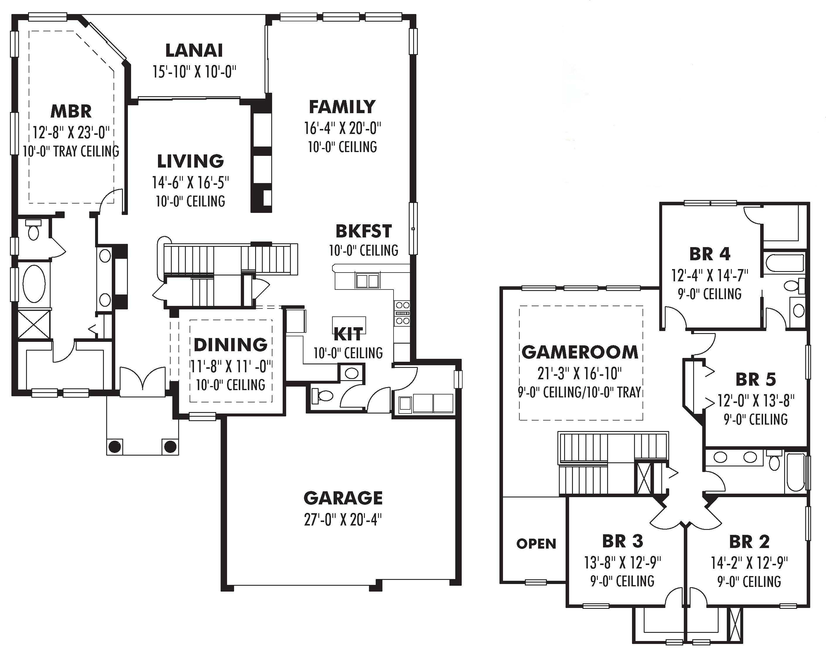 Floor Plan First Story of Luxury Plan #159-1090