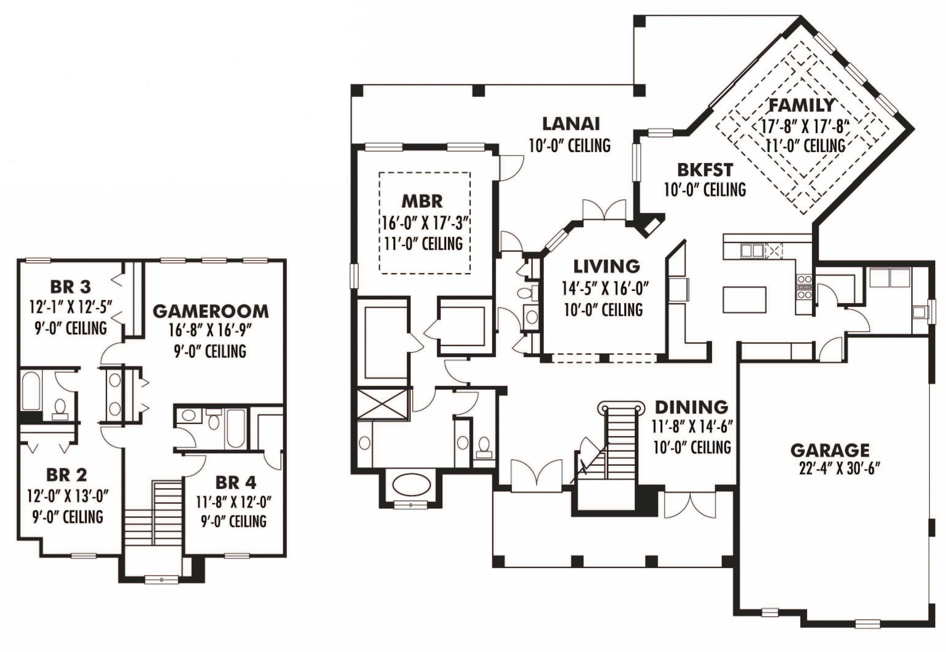 Floor Plan First Story of European Plan #159-1091