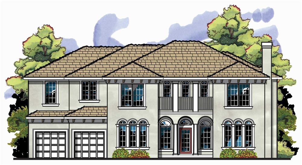 This is the front elevation for these French Home Plans.
