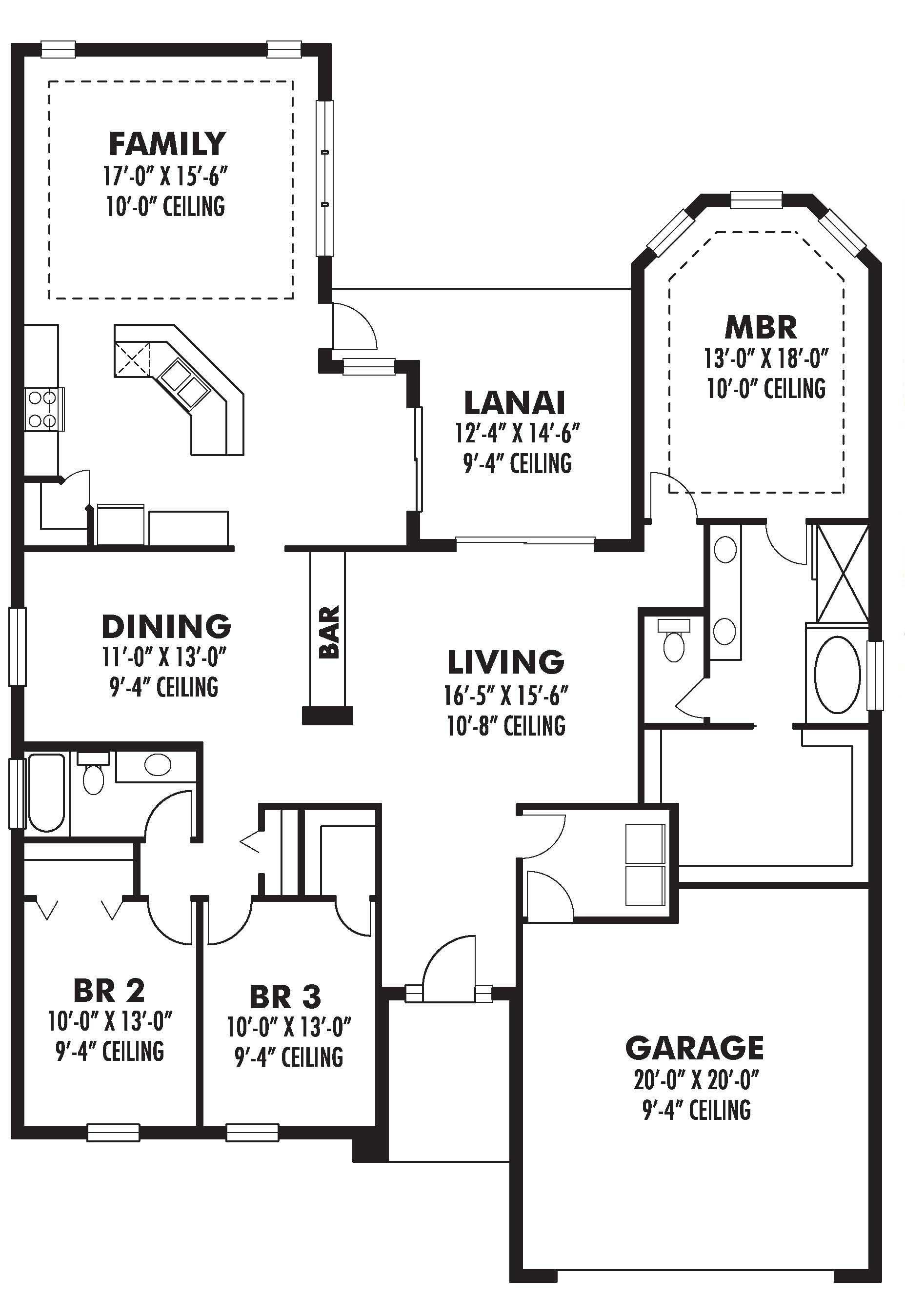 Floor Plan First Story of European Plan #159-1109