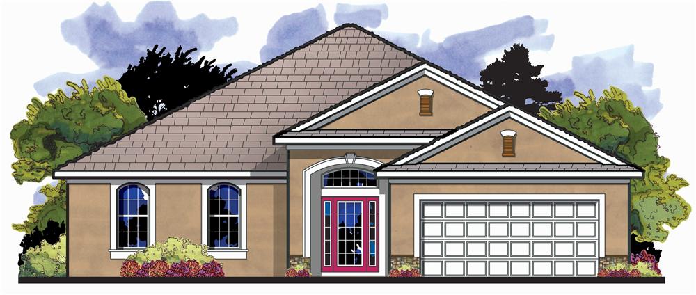 This is the front elevation for these French Country House Plans.