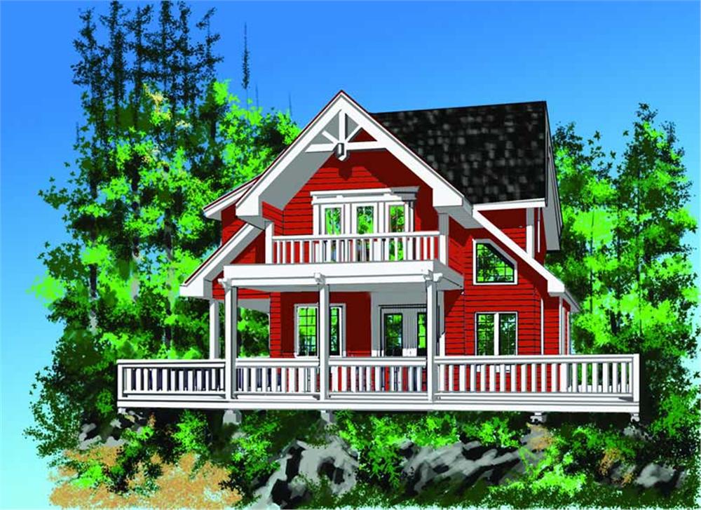 Front elevation of Lake home (ThePlanCollection: House Plan #160-1014)