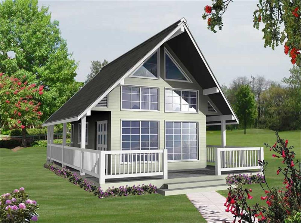 Front elevation of Small House Plan (ThePlanCollection: House Plan #160-1020)
