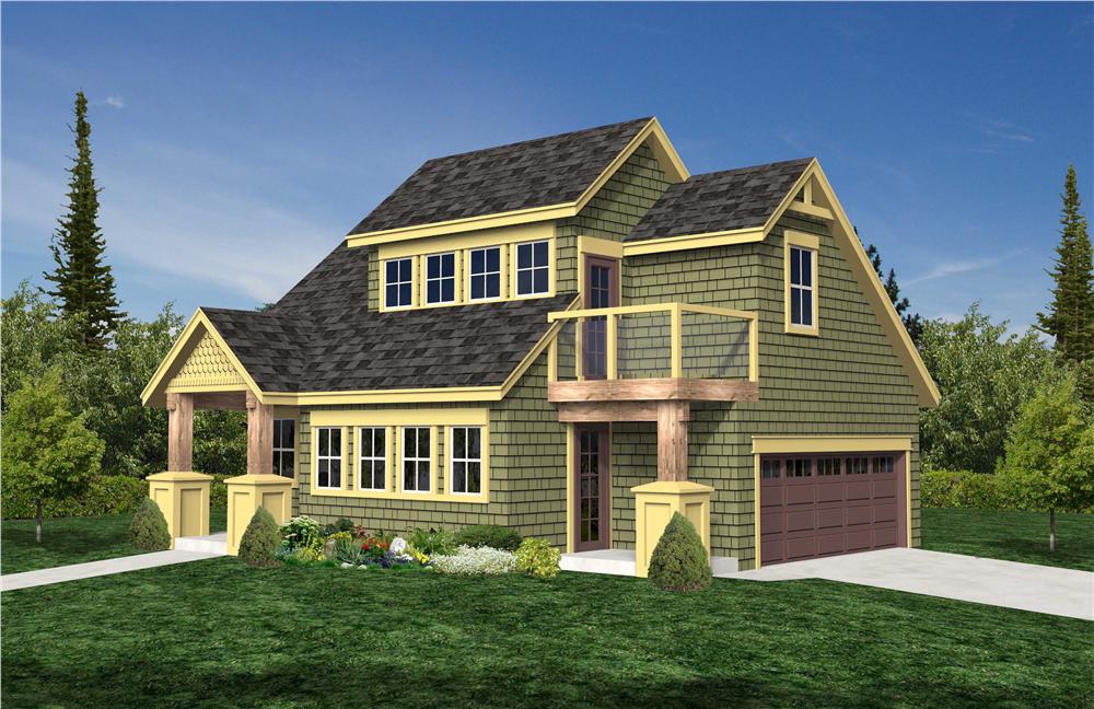 This is the front elevation of this set of garage plans.