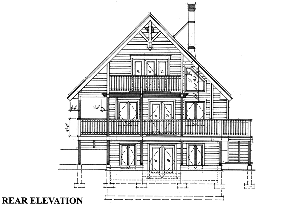 Home Plan Rear Elevation of this 3-Bedroom,1538 Sq Ft Plan -160-1028