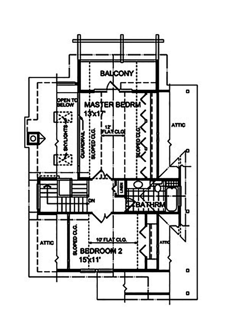 Floor Plan Second Story of Cottage Plan #160-1029
