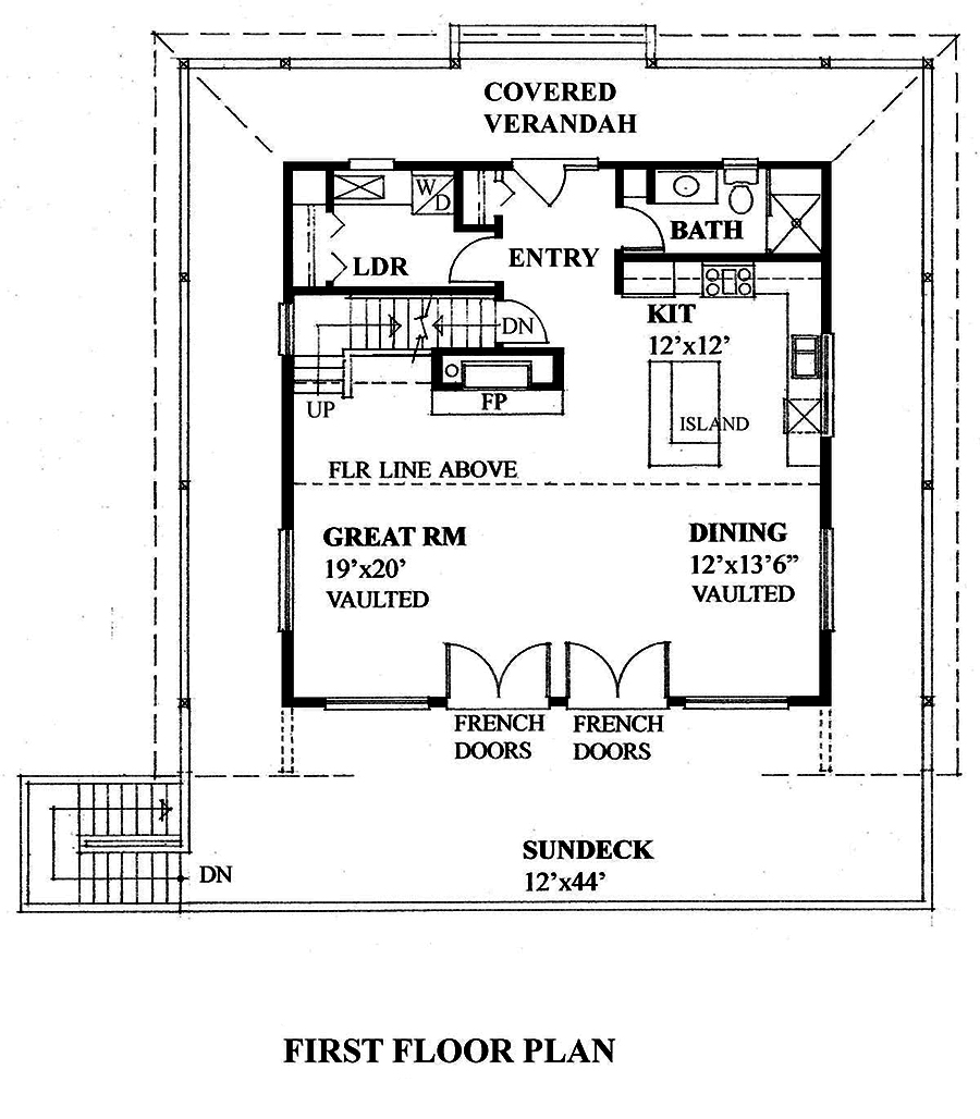 Floor Plan First Story of Cottage Plan #160-1035