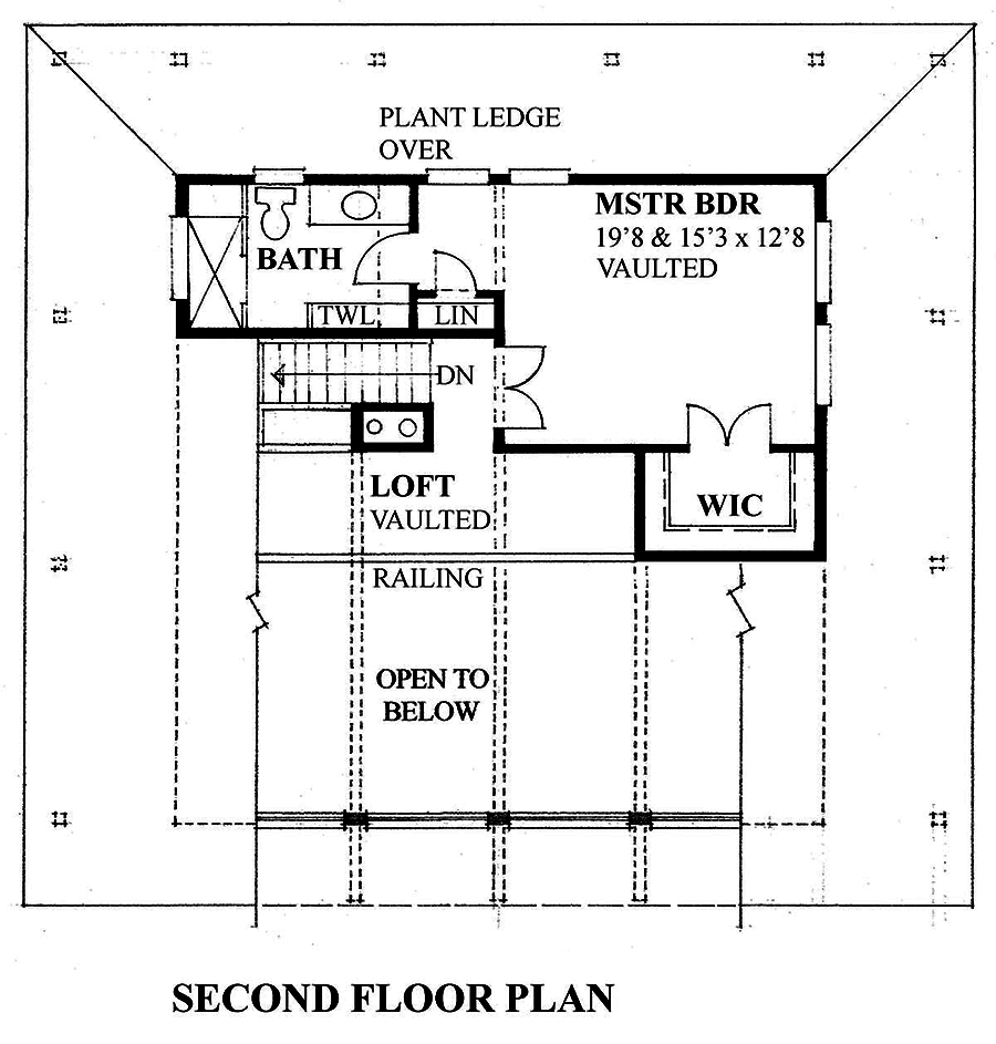 Floor Plan Second Story of Cottage Plan #160-1035