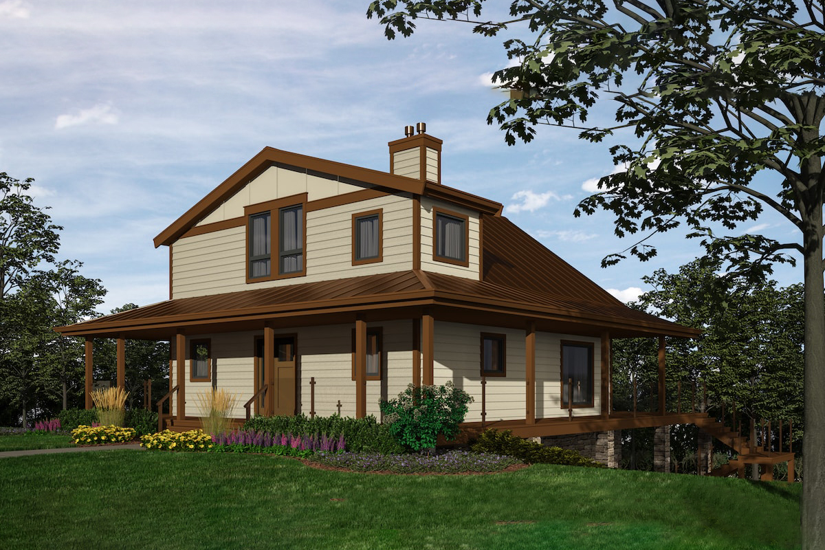 Right Side View of this 2-Bedroom, 2432 Sq Ft Plan - 160-1035