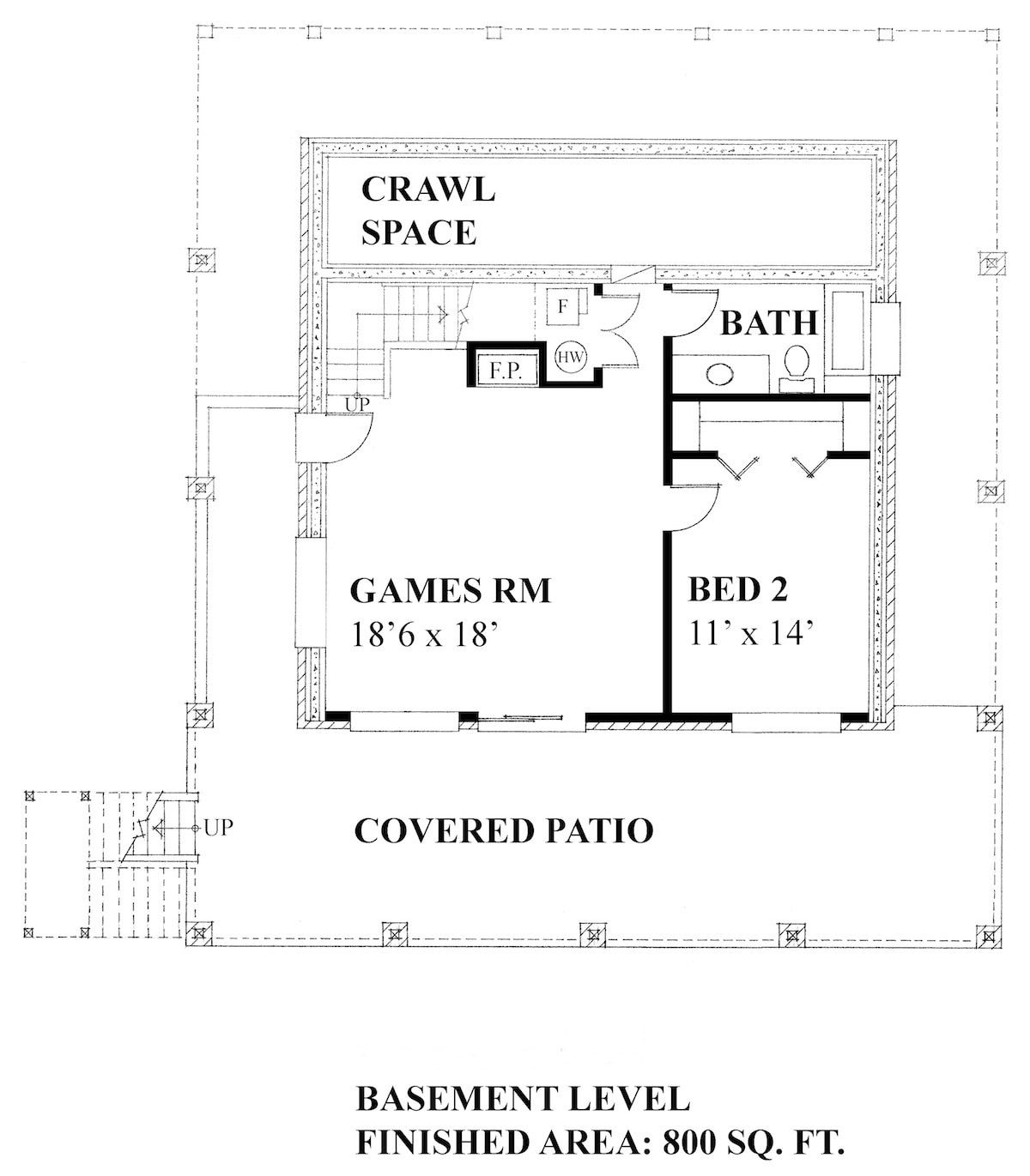 Floor Plan Basement of Cottage Plan #160-1035