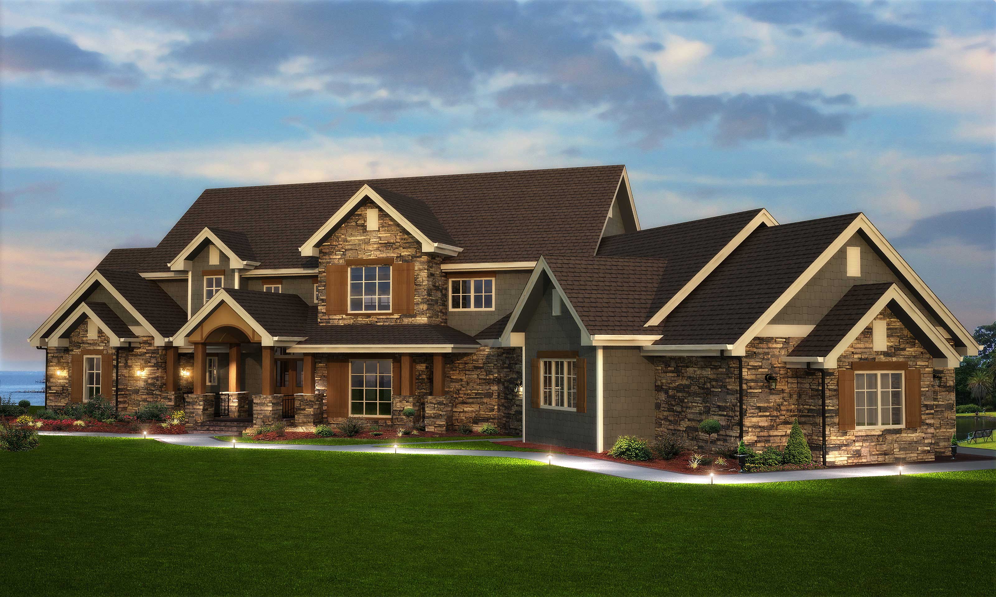  5  Bedroom  House  Plan  Luxury  Transitional Style 5164 Sq Ft