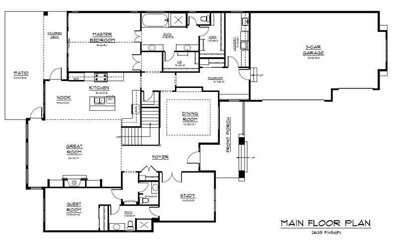 Floor Plan First Story of Craftsman Plan #161-1019
