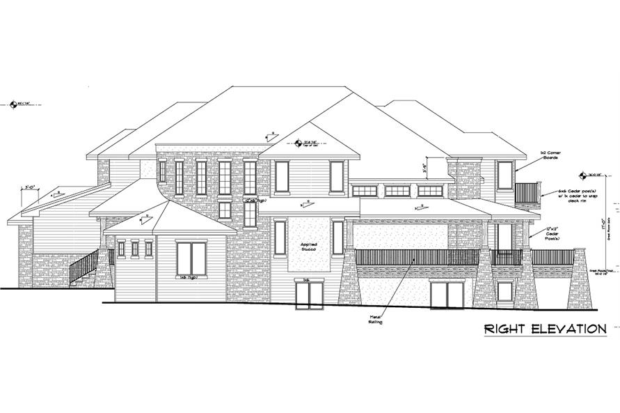 161-1028 house plan right elevation