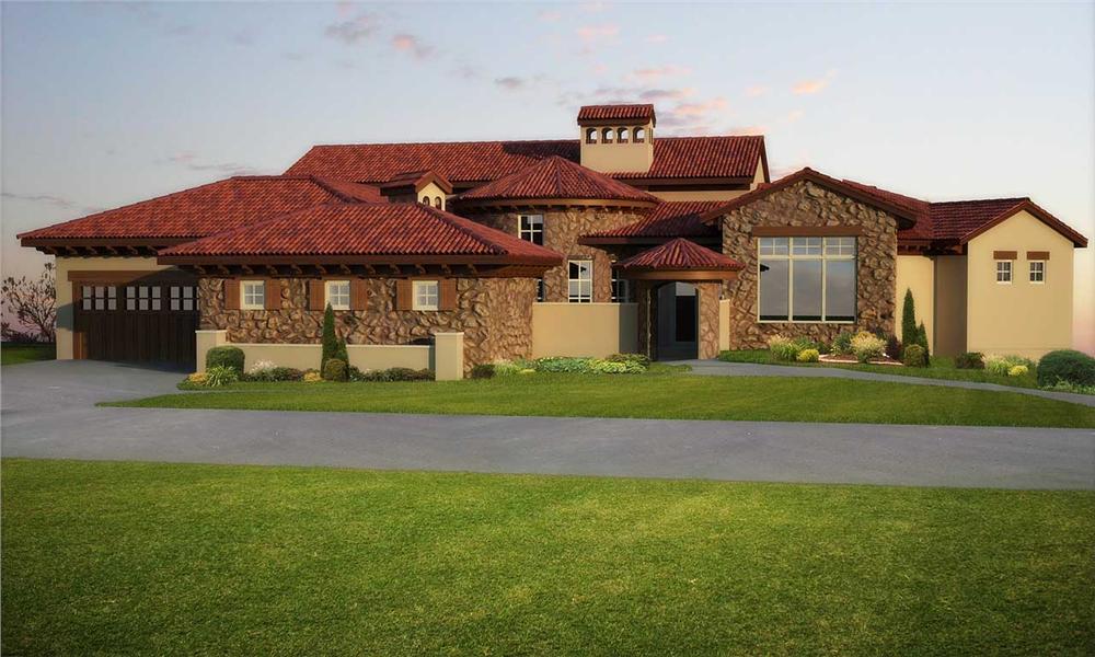 This is a computerized rendering for these Tuscan House Plans.